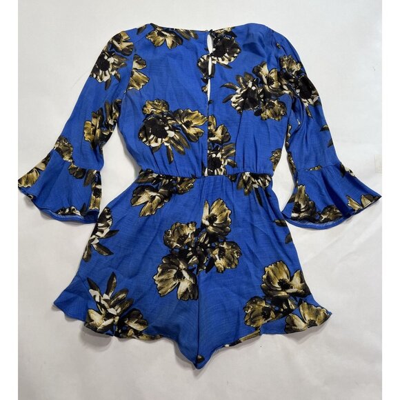 Free People All The Right Ruffles Romper in Blue - Picture 4 of 4